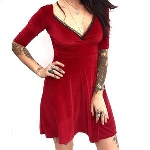 Switchblade Stiletto Velvet Red Dress S NWT
